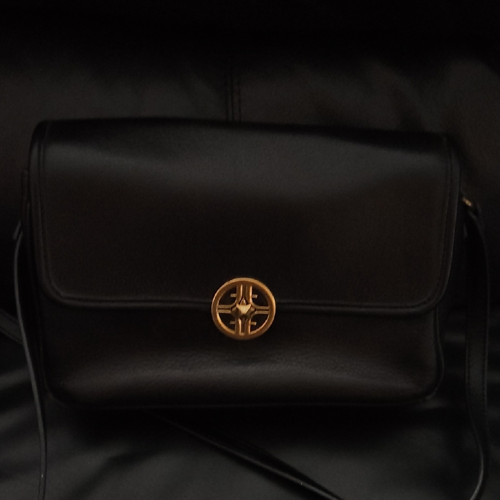 Fossil Jasmine Flap Crossbody Shoulder Bag Black Leather Gold Hardware